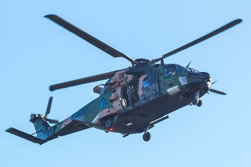 An Australian MRH-90 helicopter, flying